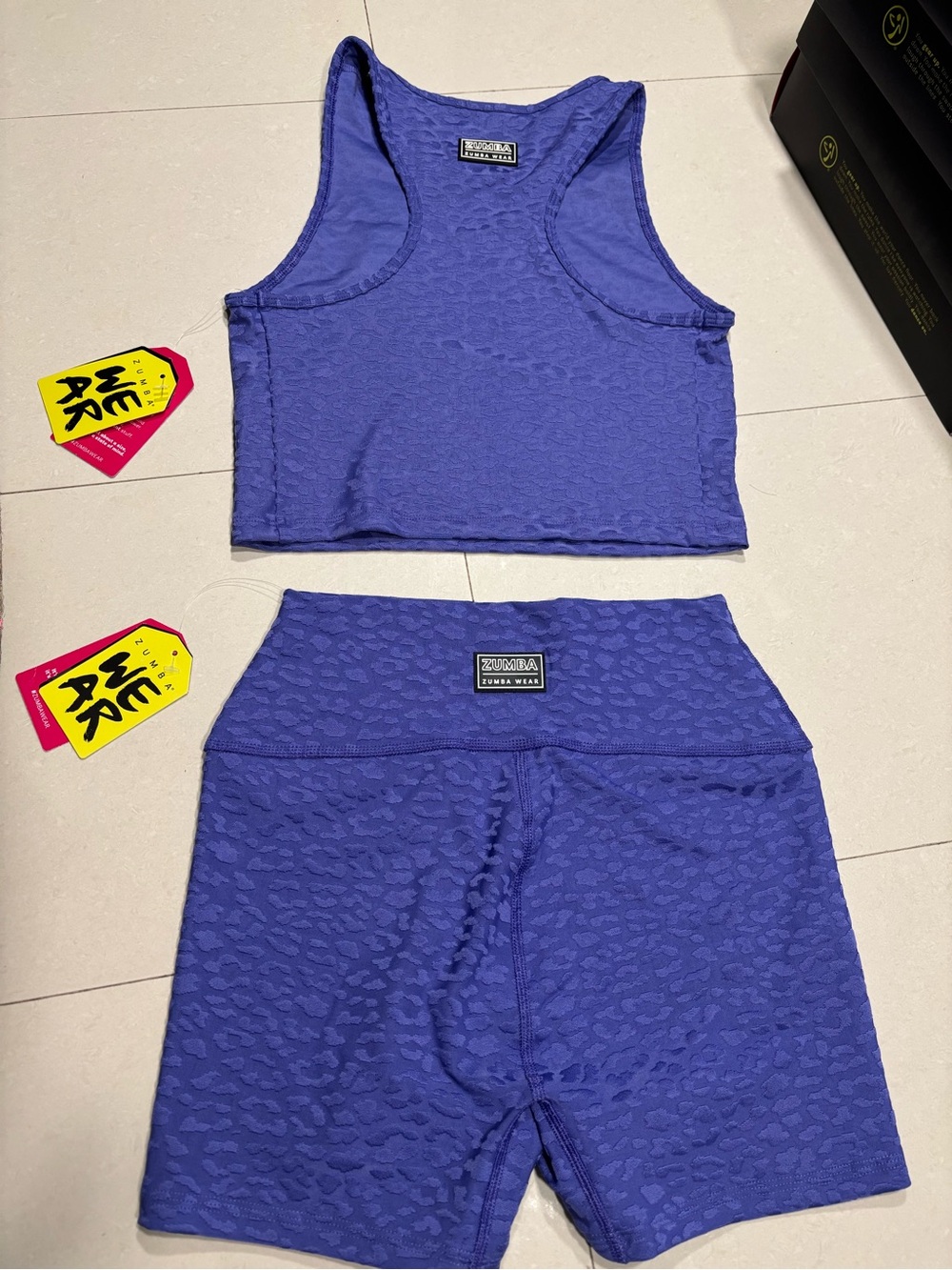 Zumba Fitness Purple Textured High-Waist Bike Shorts Set - Picture 2 of 2